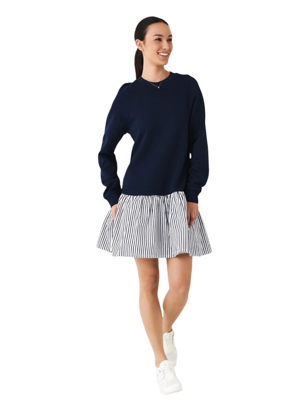 NWT Addison Bay Navy Long Sleeve The Swing Dress Size Medium